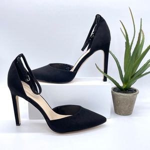 Nine West Toby Black Ankle Strap Pointed Toe Heels